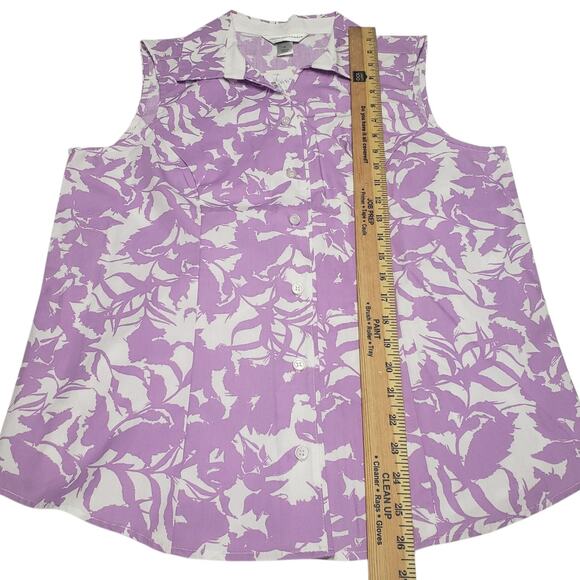 C.J. Banks Floral Button-Up Blouse M – Sleeveless Y2K Cottagecore Vibes - Picture 7 of 9